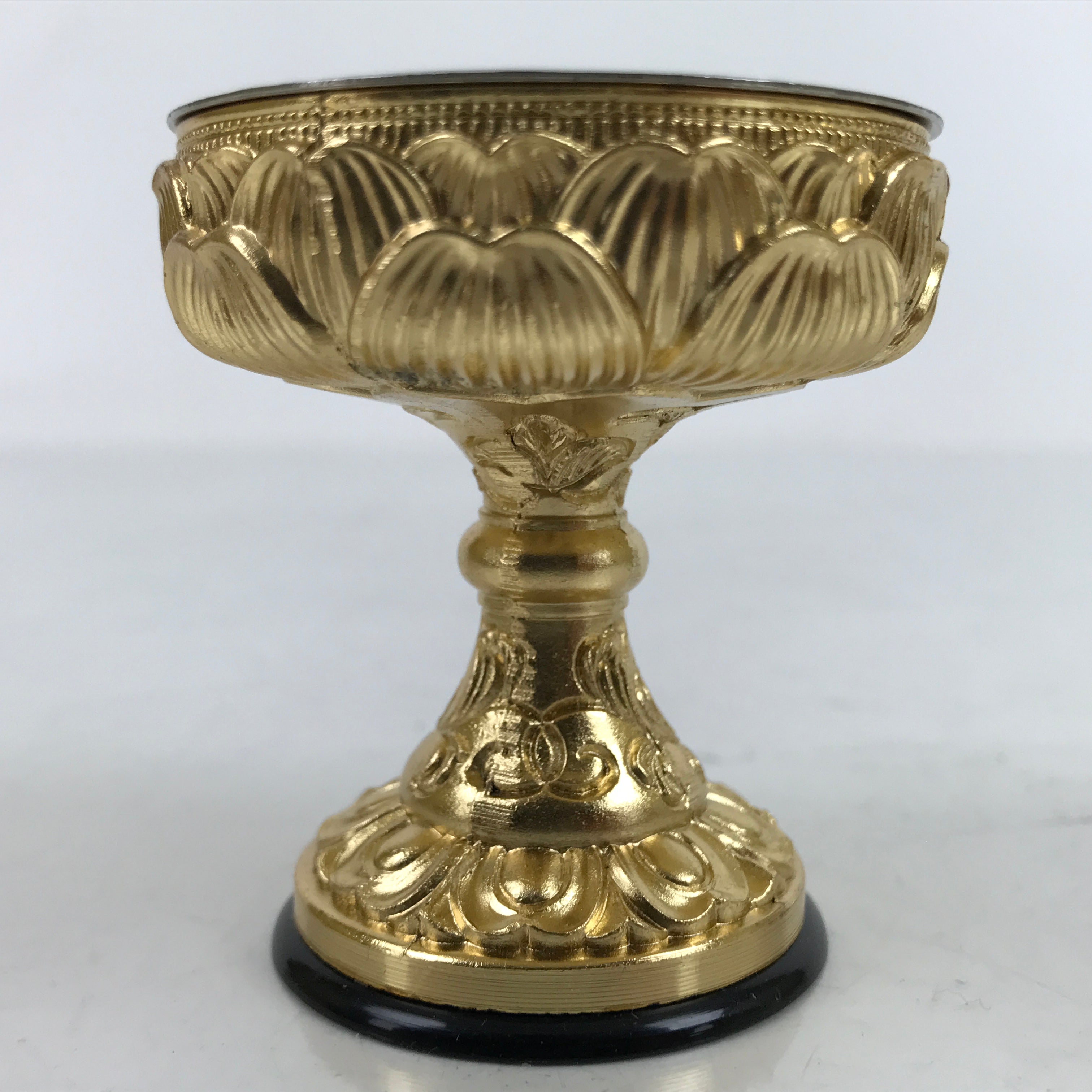 Japanese Buddhist Altar Fitting Metal Rice Offering Cup Vtg Butsugu Gold BA344