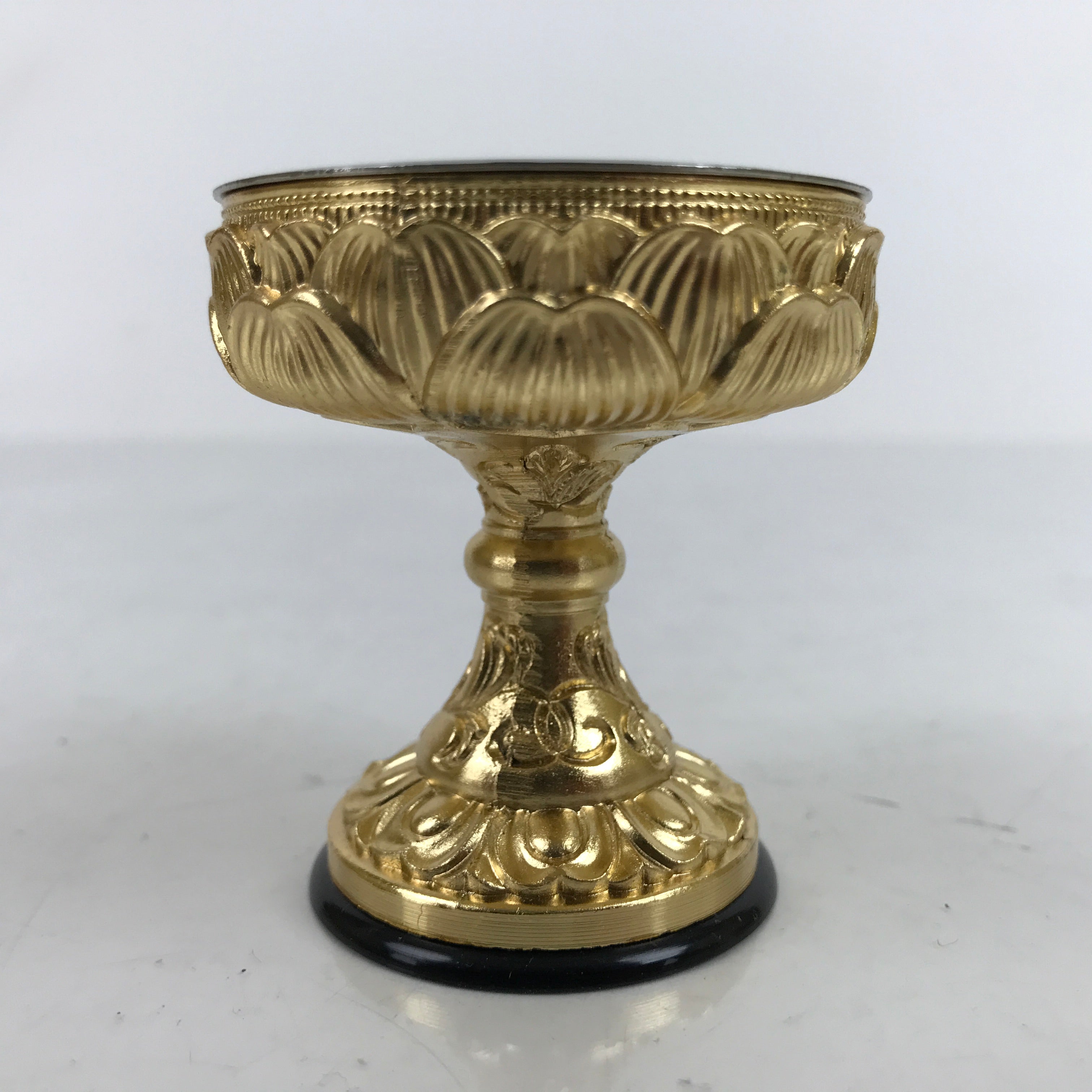 Japanese Buddhist Altar Fitting Metal Rice Offering Cup Vtg Butsugu Gold BA344