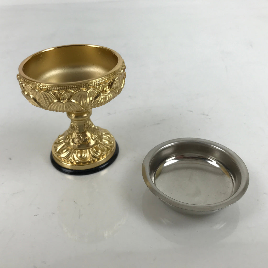 Japanese Buddhist Altar Fitting Metal Rice Offering Cup Vtg Butsugu Gold BA344