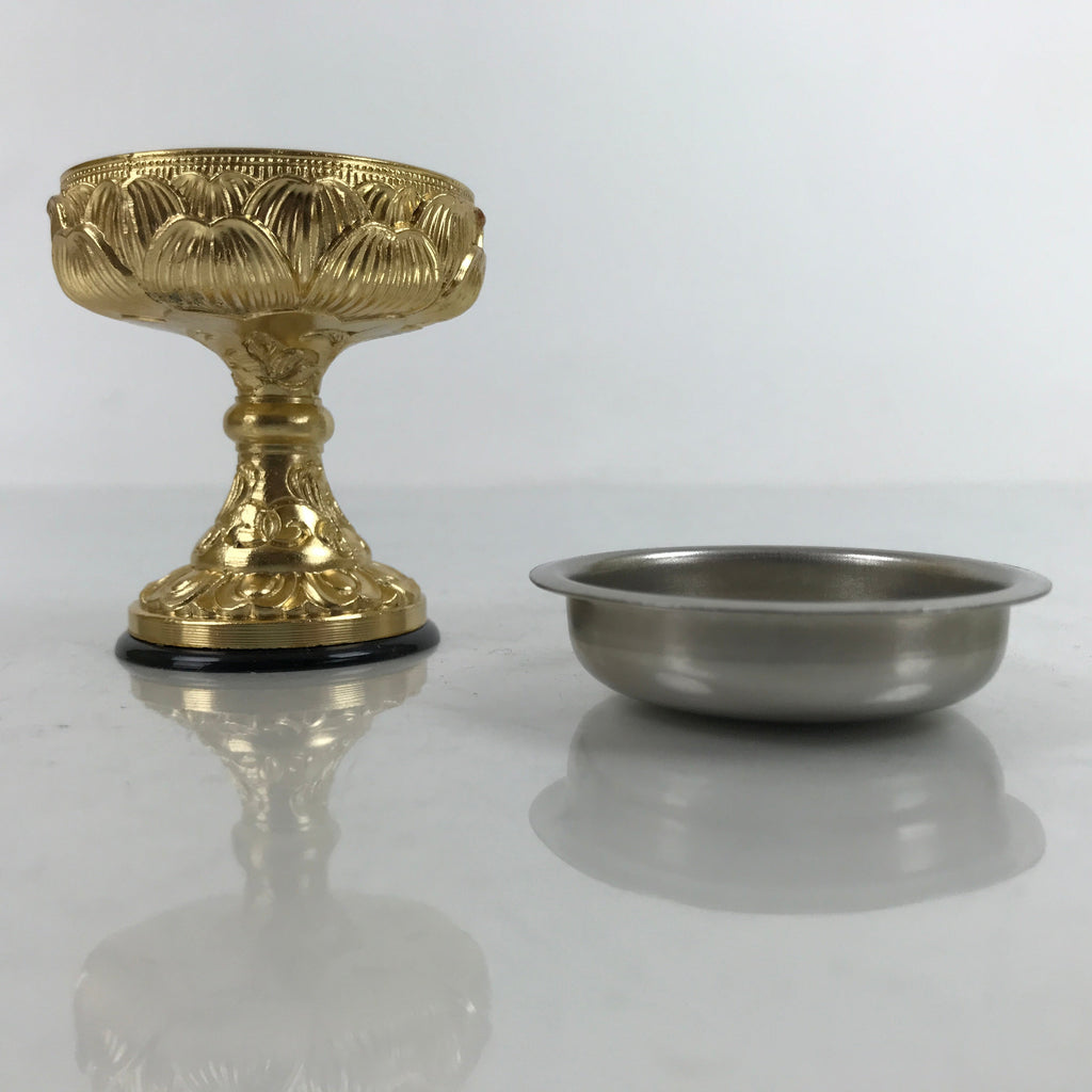 Japanese Buddhist Altar Fitting Metal Rice Offering Cup Vtg Butsugu Gold BA344