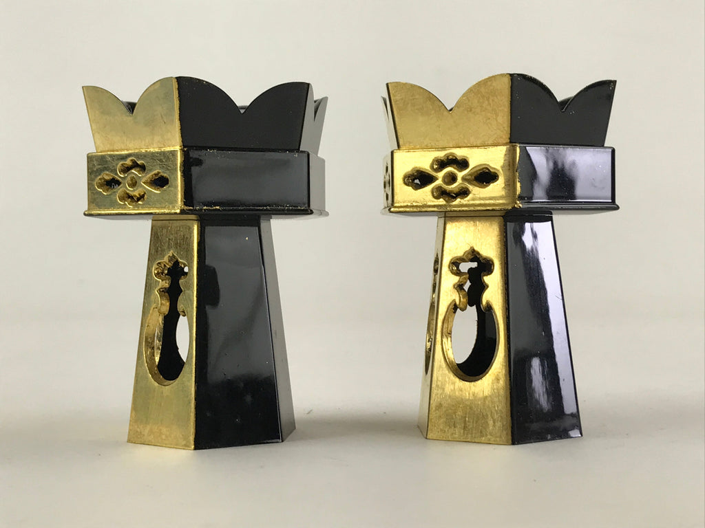 Japanese Buddhist Altar Fitting Octagon Offering Stand 2pc Set Vtg Butsugu BA29