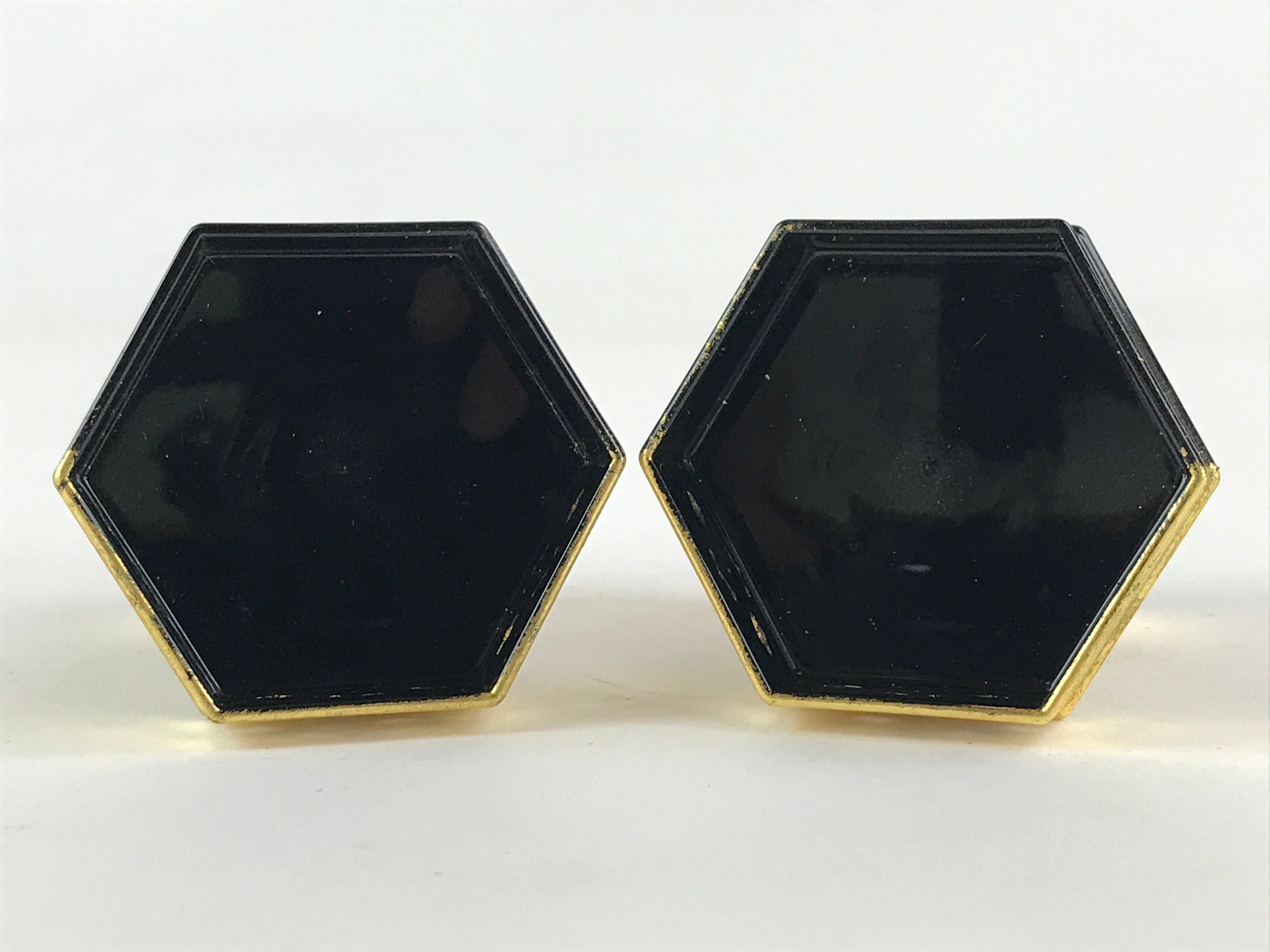 Japanese Buddhist Altar Fitting Octagon Offering Stand 2pc Set Vtg Butsugu BA29