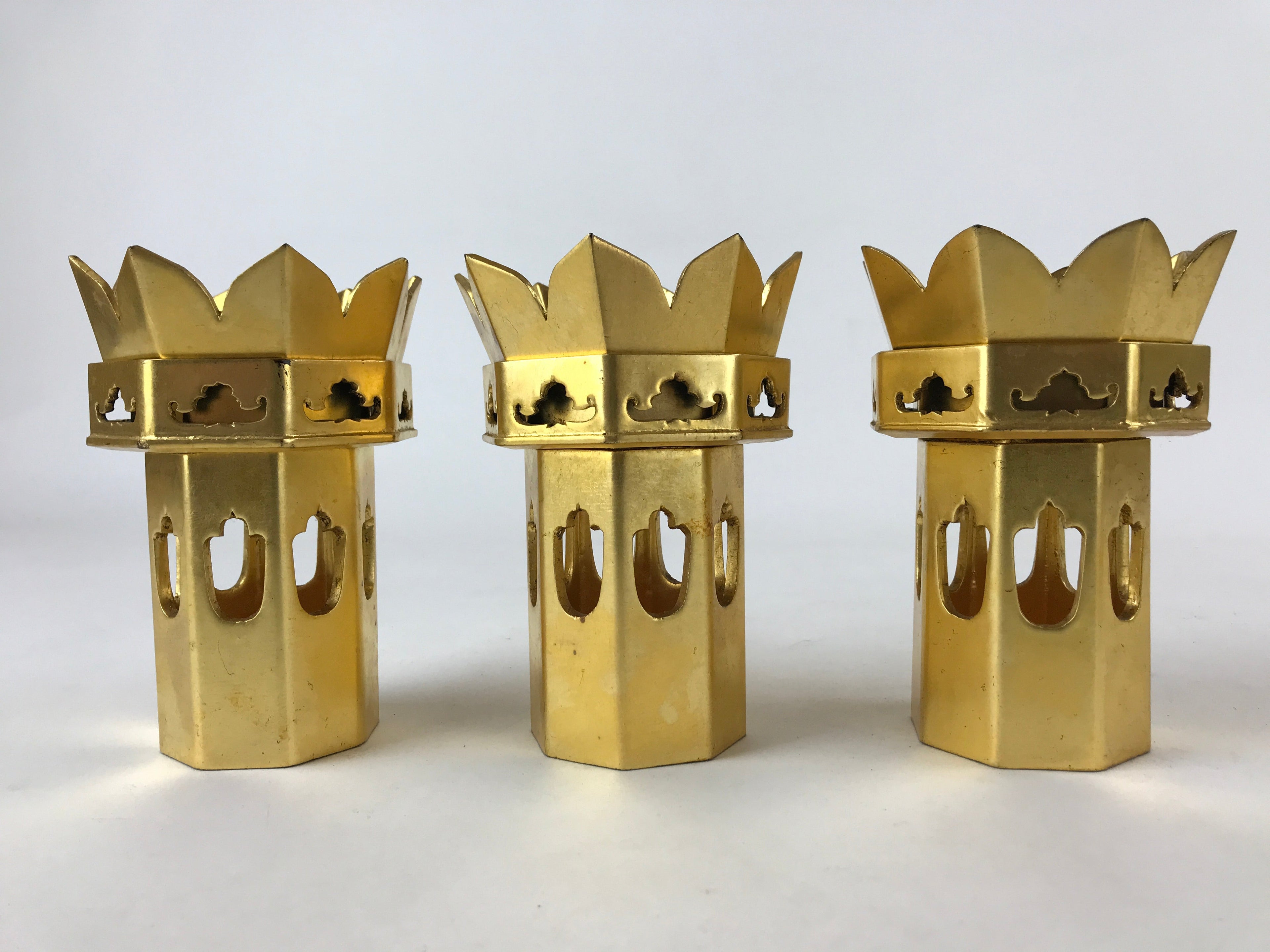 Japanese Buddhist Altar Fitting Octagon Offering Stand Kuge 6pc Wood Box BA171