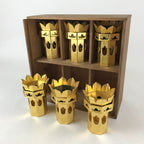 Japanese Buddhist Altar Fitting Octagon Offering Stand Kuge 6pc Wood Box BA171