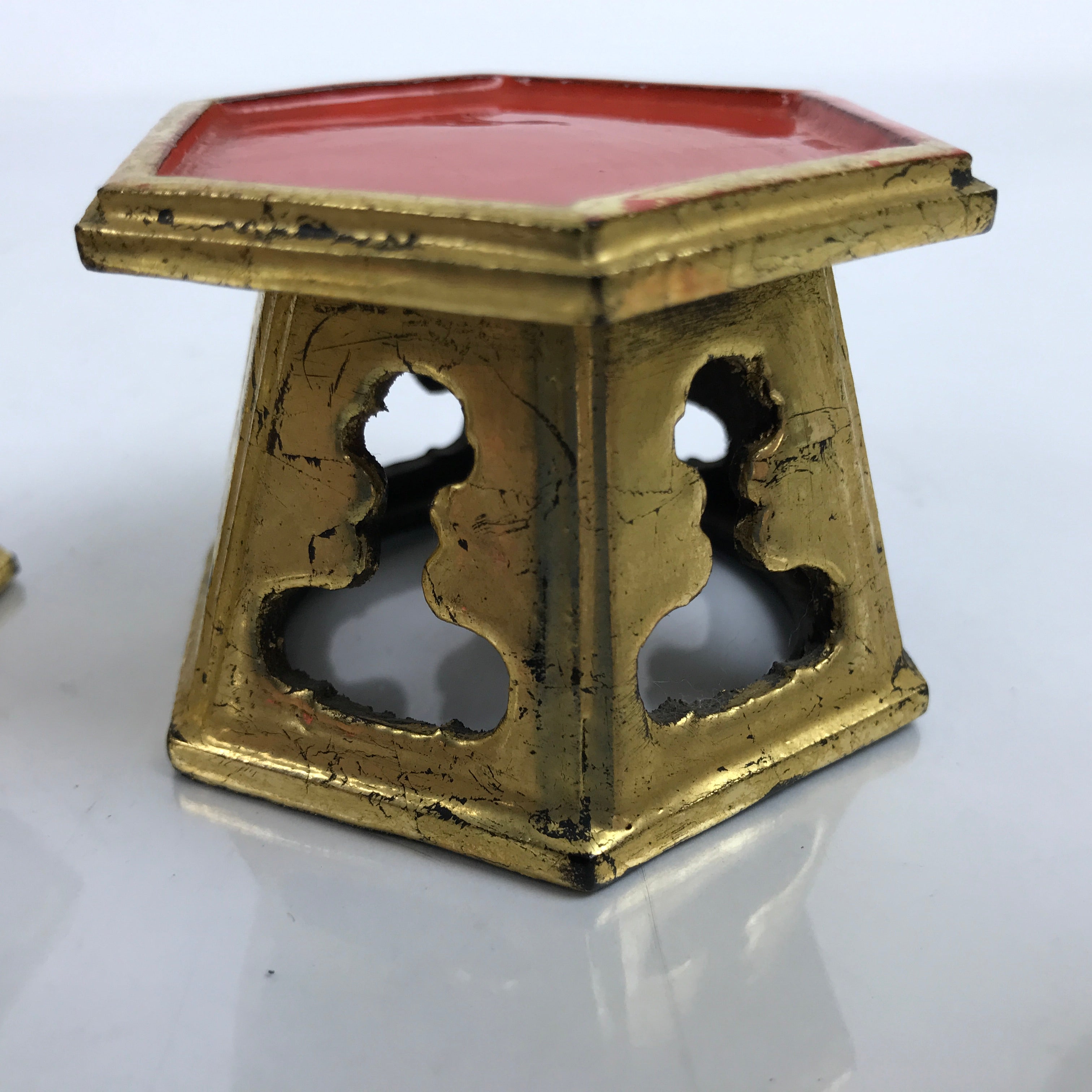 Japanese Buddhist Altar Fitting Offering Cup Stand 2pc Bukki Butsugu Gold BA391