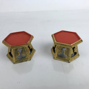 Japanese Buddhist Altar Fitting Offering Cup Stand 2pc Bukki Butsugu Gold BA391