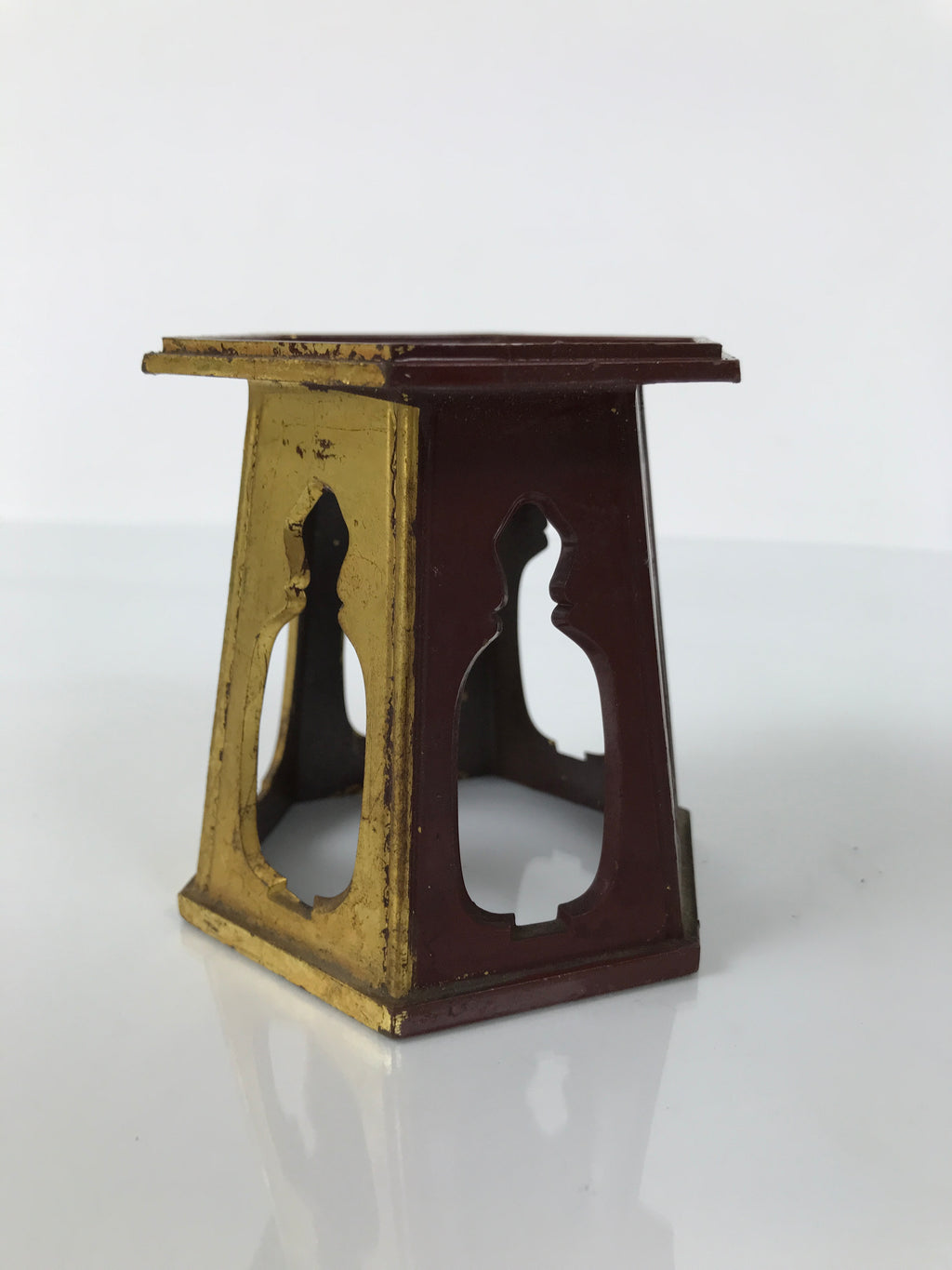 Japanese Buddhist Altar Fitting Offering Cup Stand Bukki Butsugu Gold Red BA734