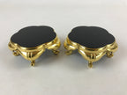 Japanese Buddhist Altar Fitting Offering Cup Stand Vtg 2pc Bukki Black BA157
