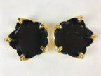 Japanese Buddhist Altar Fitting Offering Cup Stand Vtg 2pc Bukki Black BA157