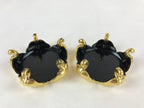 Japanese Buddhist Altar Fitting Offering Cup Stand Vtg 2pc Bukki Black BA157