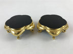 Japanese Buddhist Altar Fitting Offering Cup Stand Vtg 2pc Bukki Black BA158