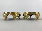 Japanese Buddhist Altar Fitting Offering Cup Stand Vtg 2pc Bukki Black BA158