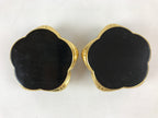 Japanese Buddhist Altar Fitting Offering Cup Stand Vtg 2pc Bukki Black BA158
