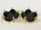Japanese Buddhist Altar Fitting Offering Cup Stand Vtg 2pc Bukki Black BA158
