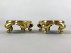 Japanese Buddhist Altar Fitting Offering Cup Stand Vtg 2pc Bukki Black BA159