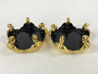 Japanese Buddhist Altar Fitting Offering Cup Stand Vtg 2pc Bukki Black BA159