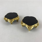 Japanese Buddhist Altar Fitting Offering Cup Stand Vtg 2pc Bukki Black BA159