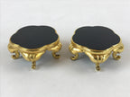 Japanese Buddhist Altar Fitting Offering Cup Stand Vtg 2pc Bukki Black BA160