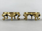 Japanese Buddhist Altar Fitting Offering Cup Stand Vtg 2pc Bukki Black BA160