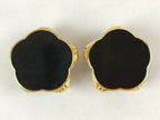 Japanese Buddhist Altar Fitting Offering Cup Stand Vtg 2pc Bukki Black BA160