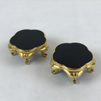 Japanese Buddhist Altar Fitting Offering Cup Stand Vtg 2pc Bukki Black BA160