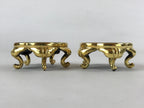 Japanese Buddhist Altar Fitting Offering Cup Stand Vtg 2pc Bukki Black BA161