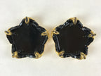 Japanese Buddhist Altar Fitting Offering Cup Stand Vtg 2pc Bukki Black BA161