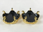 Japanese Buddhist Altar Fitting Offering Cup Stand Vtg 2pc Bukki Black BA161