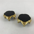 Japanese Buddhist Altar Fitting Offering Cup Stand Vtg 2pc Bukki Black BA161