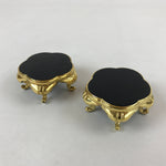 Japanese Buddhist Altar Fitting Offering Cup Stand Vtg 2pc Bukki Black BA161