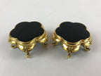 Japanese Buddhist Altar Fitting Offering Cup Stand Vtg 2pc Bukki Black BA162