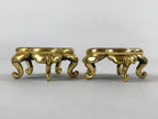 Japanese Buddhist Altar Fitting Offering Cup Stand Vtg 2pc Bukki Black BA162