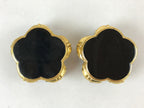 Japanese Buddhist Altar Fitting Offering Cup Stand Vtg 2pc Bukki Black BA162