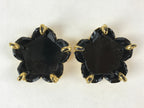 Japanese Buddhist Altar Fitting Offering Cup Stand Vtg 2pc Bukki Black BA162