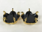 Japanese Buddhist Altar Fitting Offering Cup Stand Vtg 2pc Bukki Black BA162