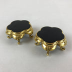 Japanese Buddhist Altar Fitting Offering Cup Stand Vtg 2pc Bukki Black BA162