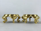 Japanese Buddhist Altar Fitting Offering Cup Stand Vtg 2pc Bukki Black BA193