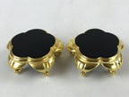 Japanese Buddhist Altar Fitting Offering Cup Stand Vtg 2pc Bukki Black BA193