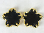 Japanese Buddhist Altar Fitting Offering Cup Stand Vtg 2pc Bukki Black BA193