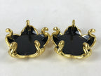 Japanese Buddhist Altar Fitting Offering Cup Stand Vtg 2pc Bukki Black BA193