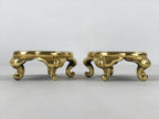 Japanese Buddhist Altar Fitting Offering Cup Stand Vtg 2pc Bukki Black BA194