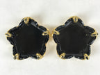 Japanese Buddhist Altar Fitting Offering Cup Stand Vtg 2pc Bukki Black BA194