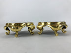 Japanese Buddhist Altar Fitting Offering Cup Stand Vtg 2pc Bukki Black BA195