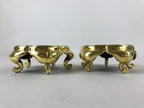 Japanese Buddhist Altar Fitting Offering Cup Stand Vtg 2pc Bukki Black BA195