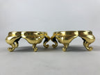 Japanese Buddhist Altar Fitting Offering Cup Stand Vtg 2pc Bukki Black BA195