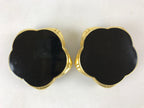 Japanese Buddhist Altar Fitting Offering Cup Stand Vtg 2pc Bukki Black BA195