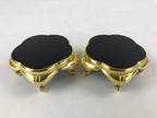 Japanese Buddhist Altar Fitting Offering Cup Stand Vtg 2pc Bukki Black BA195