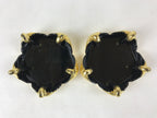 Japanese Buddhist Altar Fitting Offering Cup Stand Vtg 2pc Bukki Black BA195