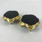 Japanese Buddhist Altar Fitting Offering Cup Stand Vtg 2pc Bukki Black BA195