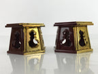 Japanese Buddhist Altar Fitting Offering Cup Stand Vtg 2pc Bukki Butsugu BA417